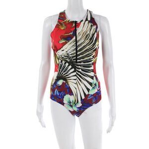 Clover Canyon Swim Womens Abstract Print Zipped Swimsuit Multicolor Size M